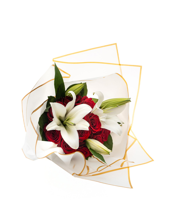 Luxury Wrapped Rose and Lily Bouquet_01